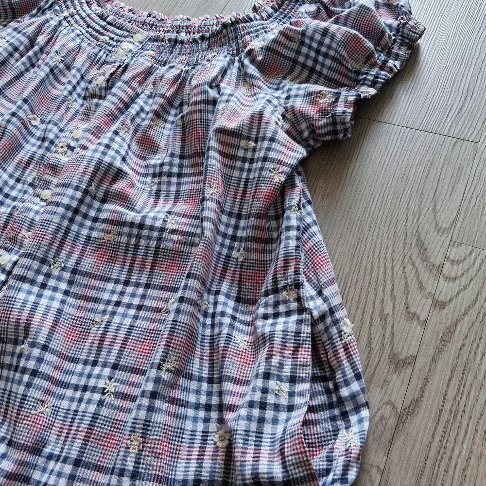 Anthropologie Plus Floral Embroidery Plaid Mini Dress - Picture 10 of 16